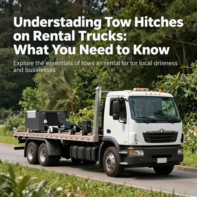 A rental truck equipped for towing, highlighting the practicality of rentals for various towing tasks.