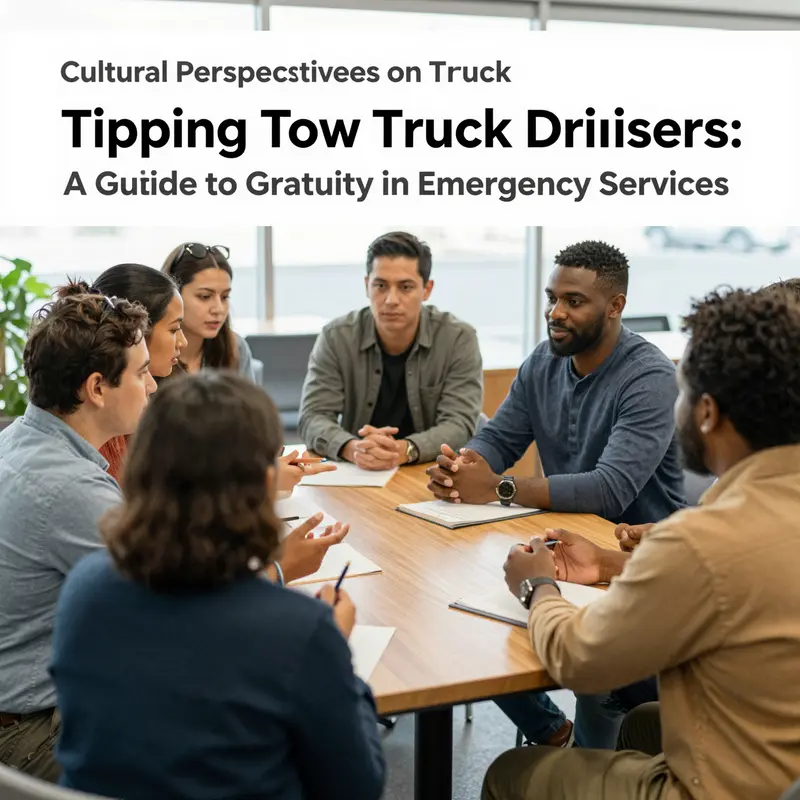 A tow truck driver provides assistance with a friendly demeanor, symbolizing exceptional service.