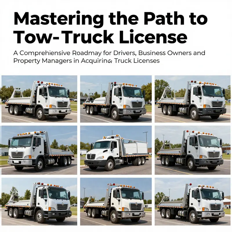 A collage depicting various tow trucks, illustrating the range of services provided by licensed towing professionals.