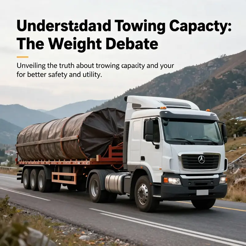 A robust truck towing a large trailer on a highway, demonstrating the application of towing capacity in real-world conditions.