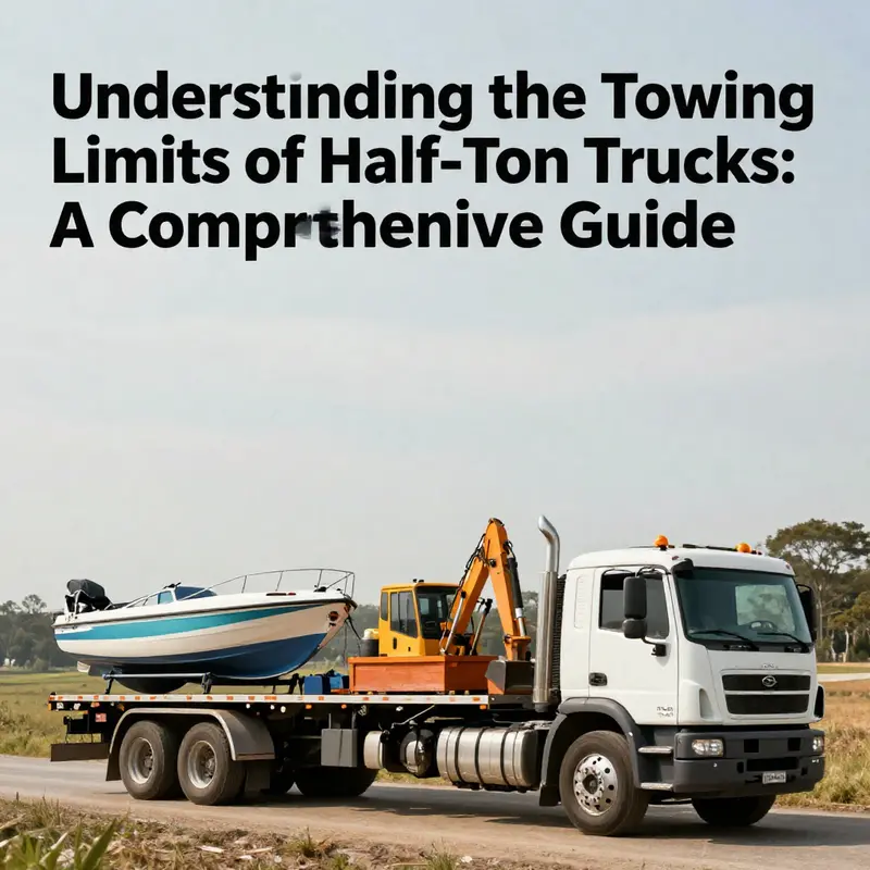 Key factors affecting the towing capacity of half-ton trucks visually summarized.