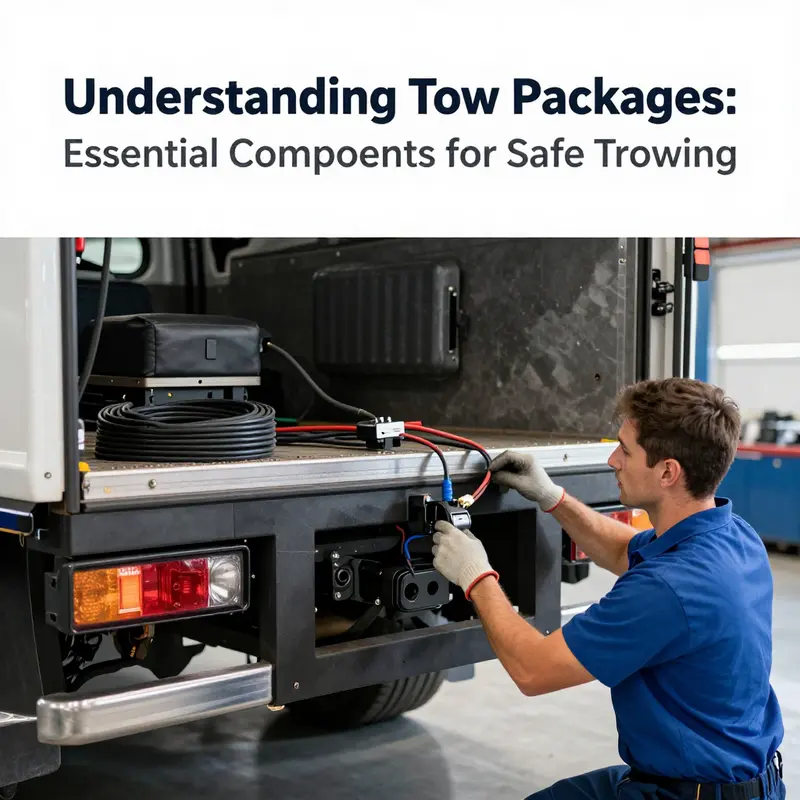 Illustration of essential components included in a truck’s tow package.