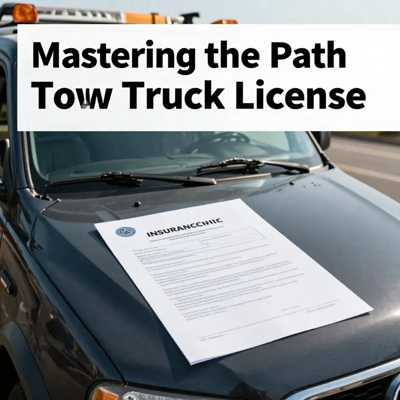 Infographic summarizing the step-by-step process for obtaining a tow truck license.