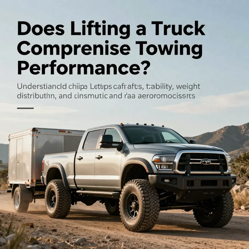 A lifted truck parked with a trailer in an outdoor landscape, representing adventure.
