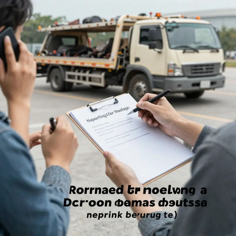 Documenting visible damage is crucial for any claims following a tow truck incident.