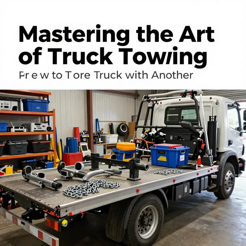 A mechanic reviews the towing specs of two trucks to ensure safe towing compatibility.