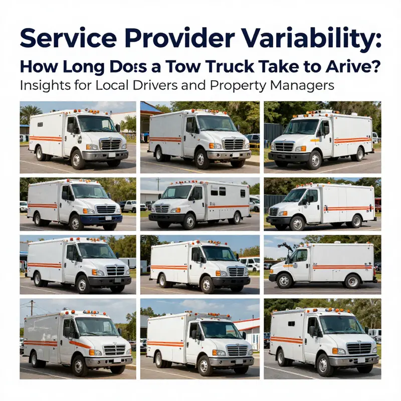 A tow truck arrives swiftly in an urban setting, showcasing rapid response times amid city traffic.