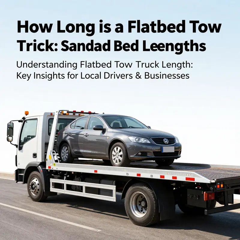 An illustration of a flatbed tow truck with highlighted bed lengths of 16 to 22 feet.