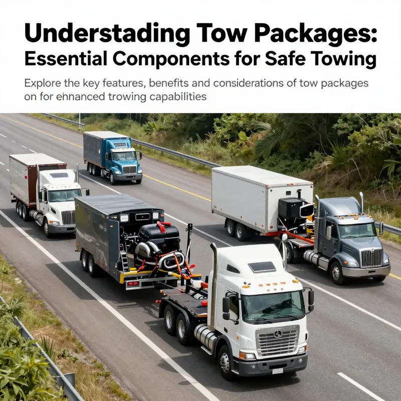 An image of multiple trucks on a highway, each with tow packages, reflecting their functionality and versatility for various towing conditions.