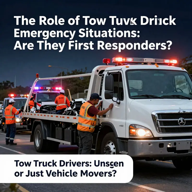 Tow truck driver helping at an accident scene, showcasing their vital role in emergency situations.