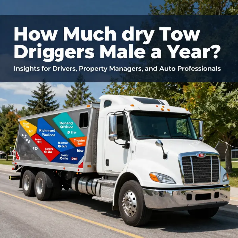 Overview of average salaries for tow truck drivers in the United States against an urban backdrop.