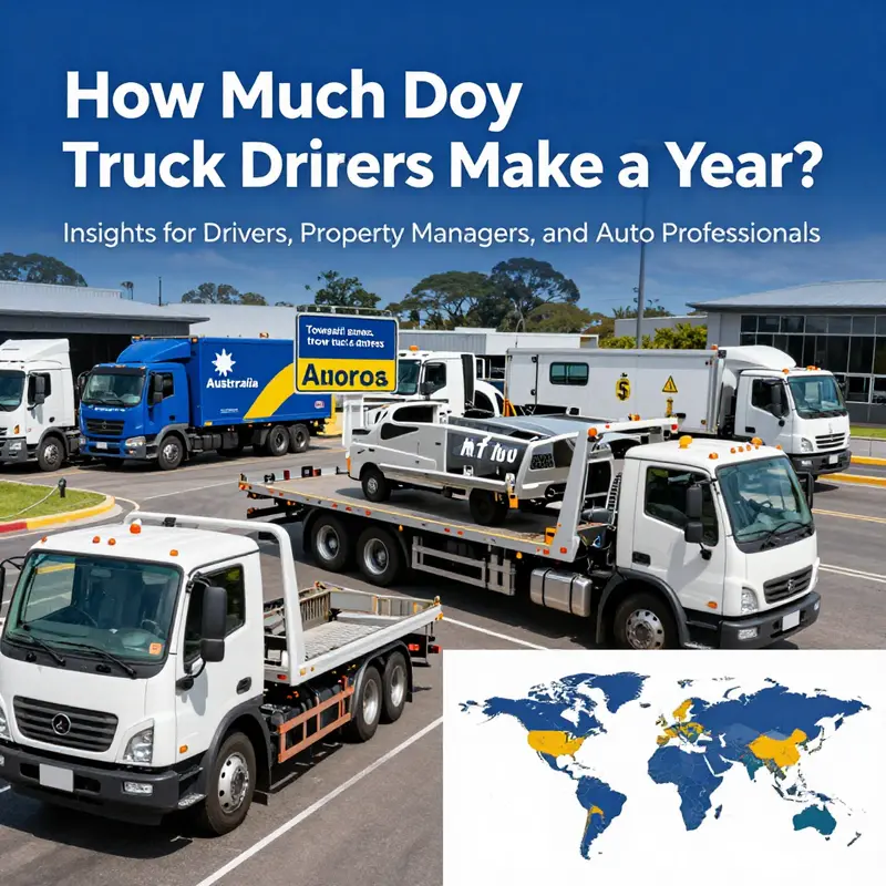 Overview of average salaries for tow truck drivers in the United States against an urban backdrop.