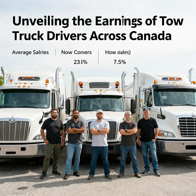 Tow truck drivers in Canada showcasing the average salaries and job statistics.