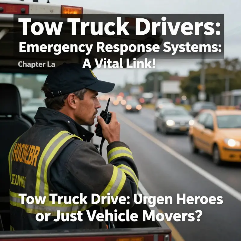 Tow truck driver helping at an accident scene, showcasing their vital role in emergency situations.
