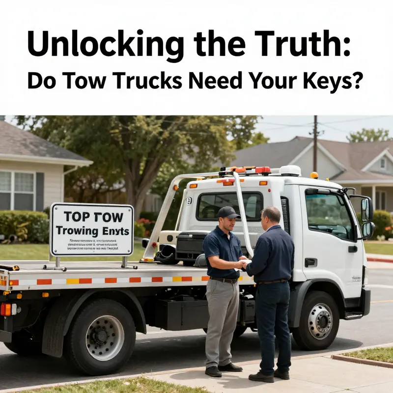 Tow truck demonstrating mechanical capabilities without the need for keys.