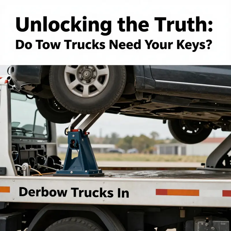 Tow truck demonstrating mechanical capabilities without the need for keys.