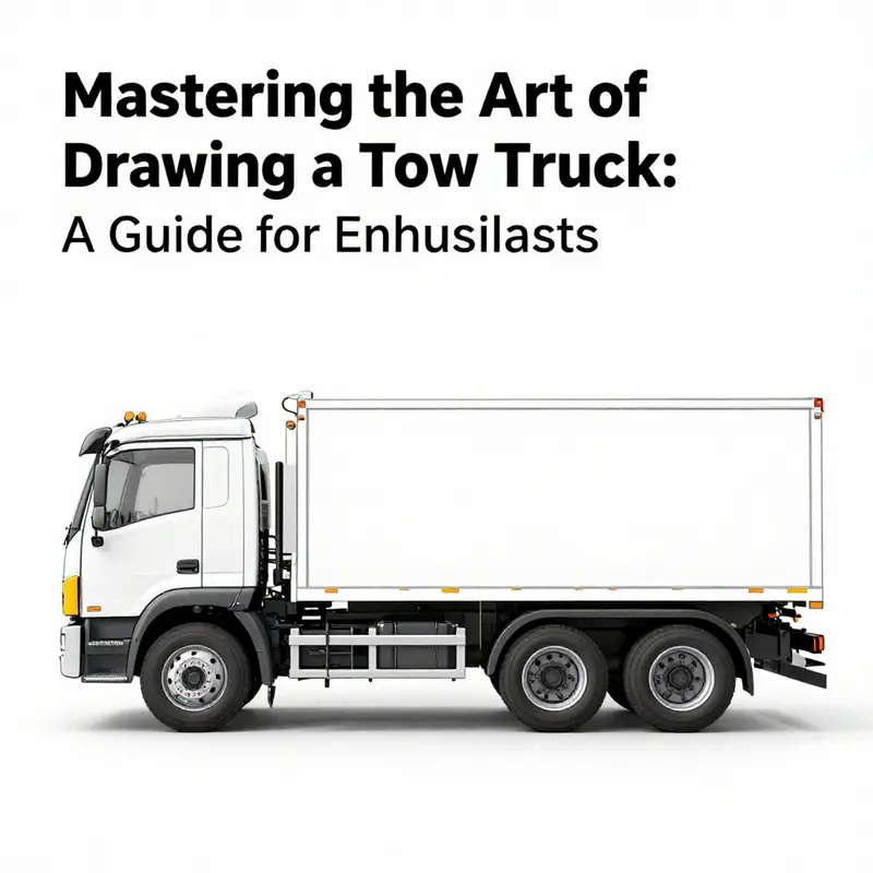 Basic outline sketch of a tow truck showing the initial shapes.