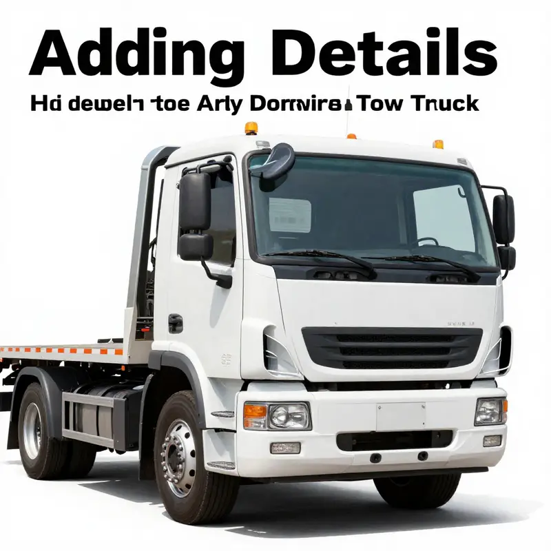 Basic outline sketch of a tow truck showing the initial shapes.