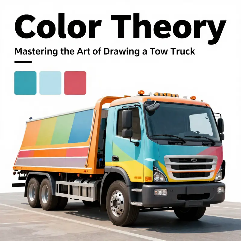 A comprehensive visual guide illustrating the step-by-step process for drawing a tow truck.