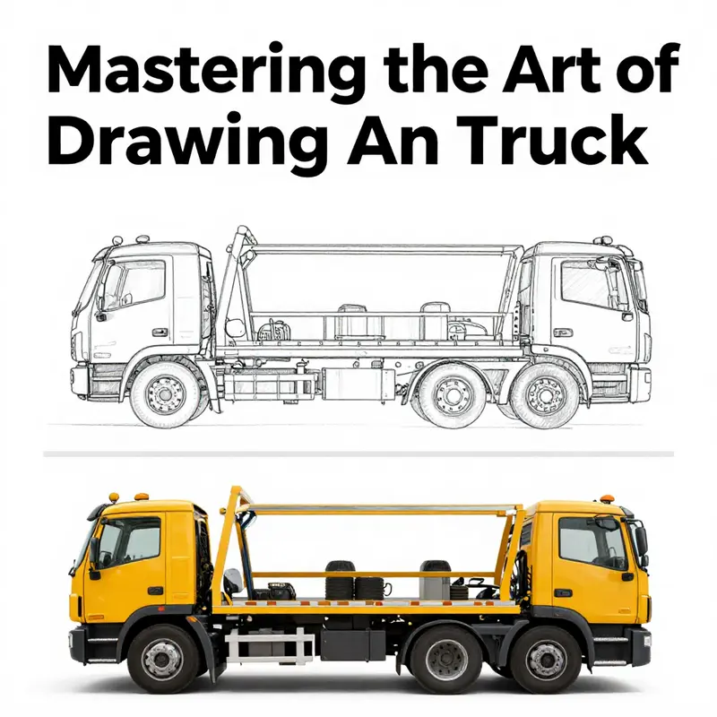 A comprehensive visual guide illustrating the step-by-step process for drawing a tow truck.