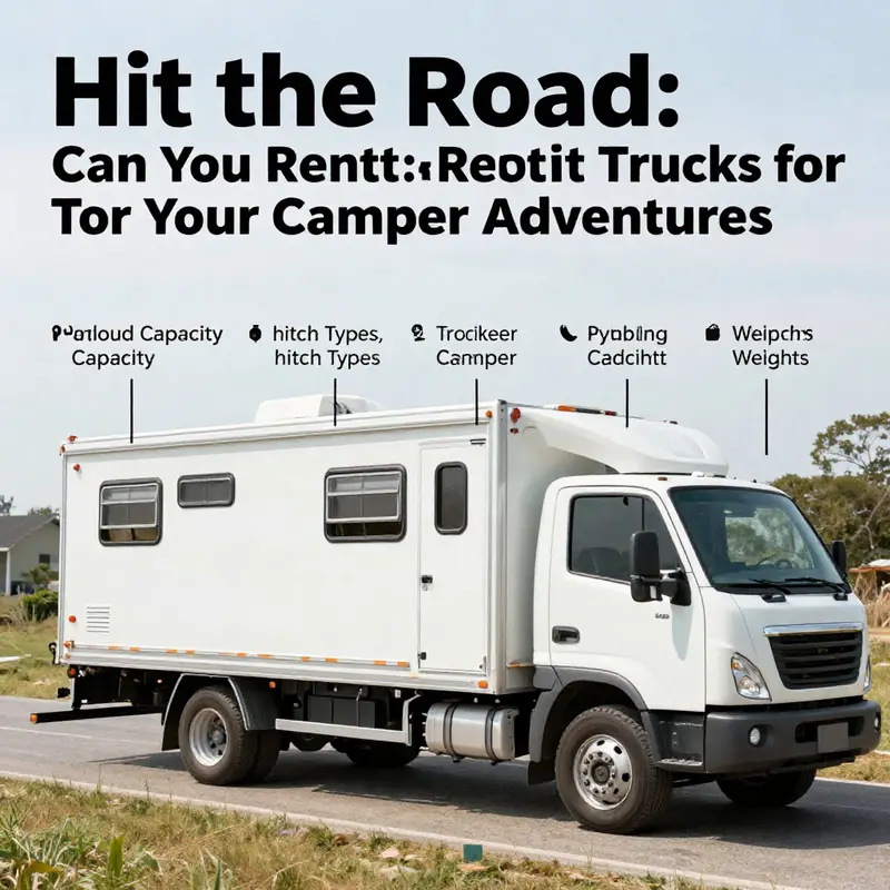 A selection of pickup trucks suitable for towing campers, set against a picturesque backdrop of nature.