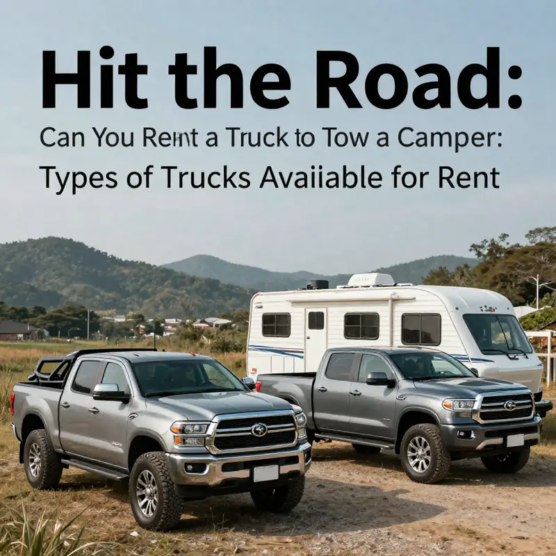 A selection of pickup trucks suitable for towing campers, set against a picturesque backdrop of nature.