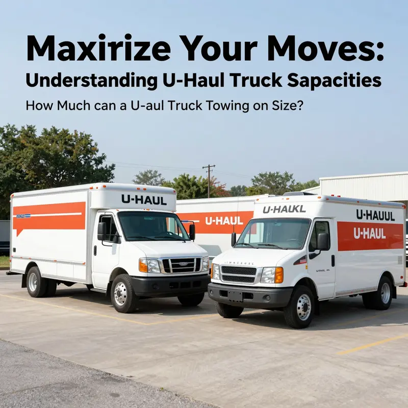 Comparative sizes of U-Haul trucks illustrating their respective towing capacities.