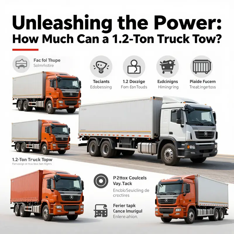 Infographic showing the factors affecting towing capacity in different 1.2-ton truck models.