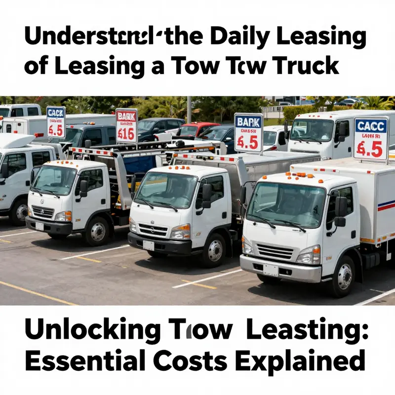 A variety of tow trucks with clear daily rental price tags to emphasize the cost range.
