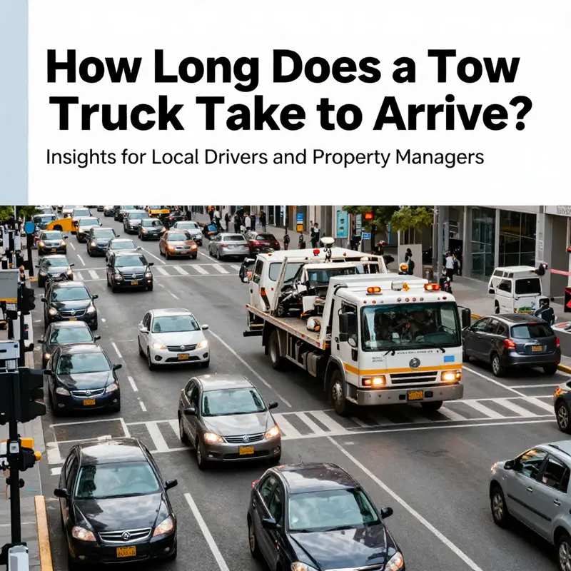 A tow truck arrives swiftly in an urban setting, showcasing rapid response times amid city traffic.