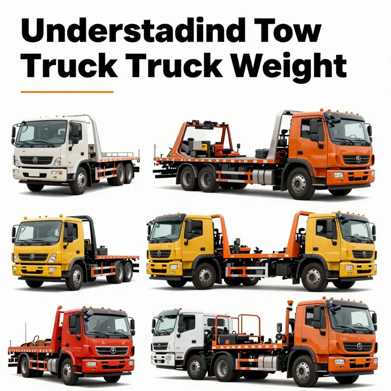 Curb weight reflected in an empty flatbed tow truck.