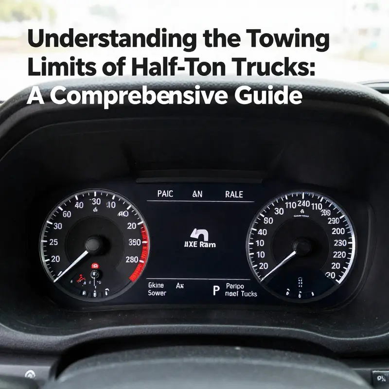 Key factors affecting the towing capacity of half-ton trucks visually summarized.
