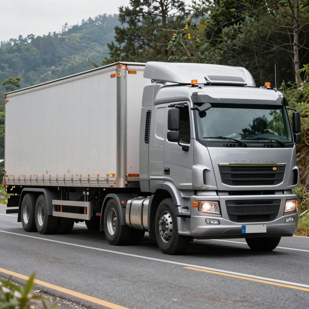 1500 truck towing a trailer on a scenic road