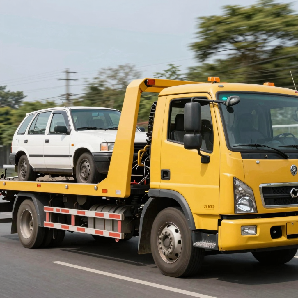 Action-Oriented Flatbed Tow Truck