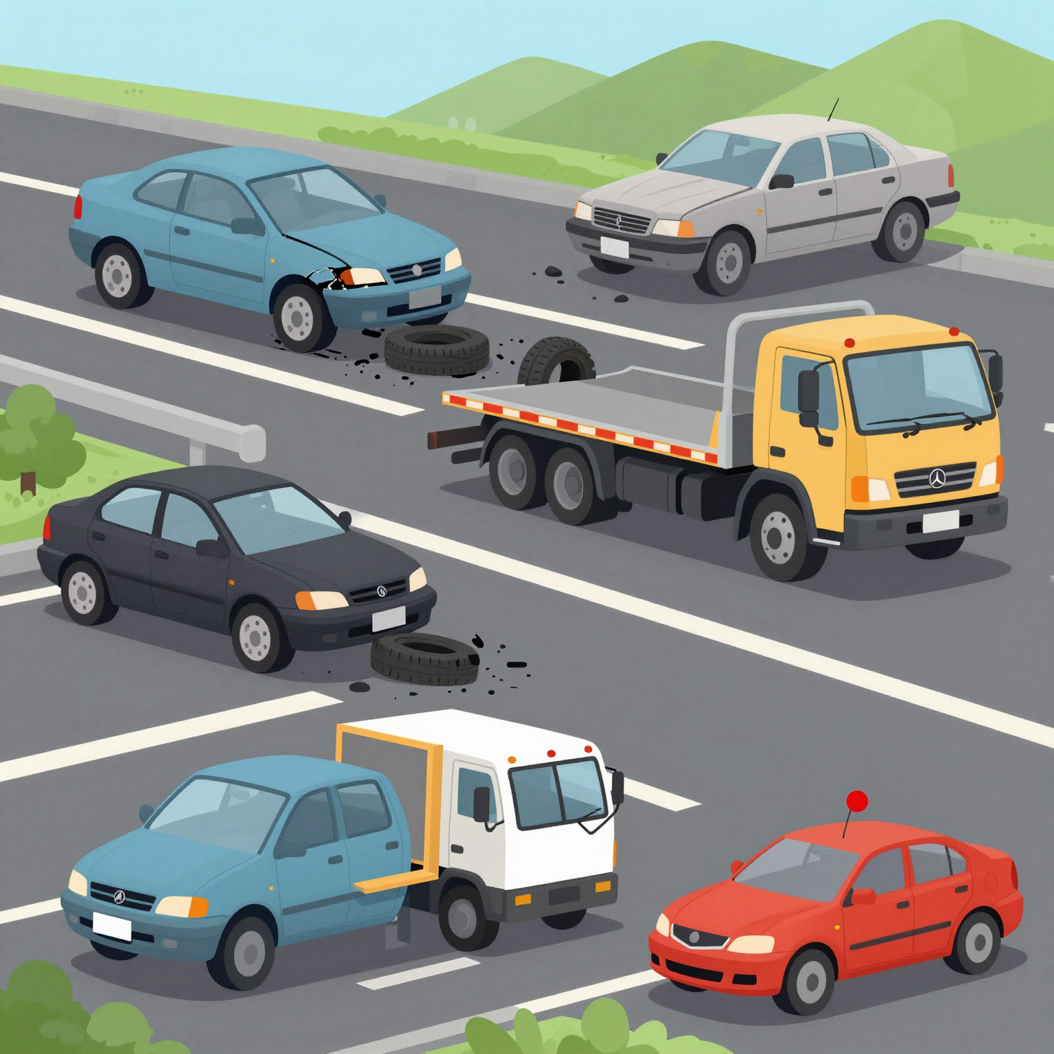 Illustration of tow truck scenarios