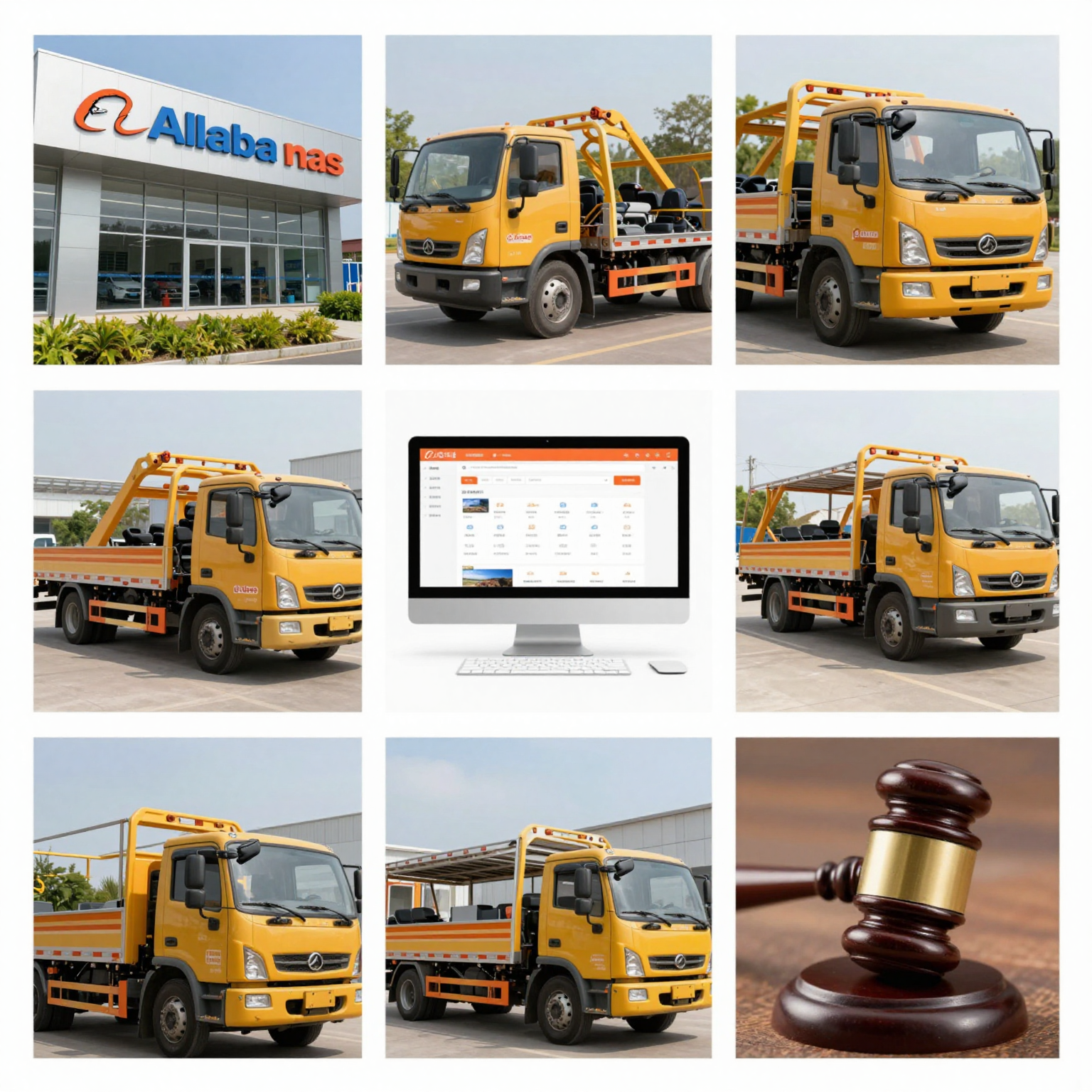 Collage of tow trucks for sale at different purchasing options
